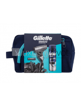 Gillette Mach3 Charcoal, holiaci strojček 1 ks + holiaci gél Series Cleansing 200 ml + náhradná hlavicaa 1 ks + kozmetická taštička