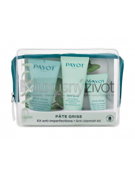 PAYOT Pate Grise Anti Blemish Kit, čistiaci gél 50 ml + pleťový gél 30 ml + pleťová maska 15 ml + taštička