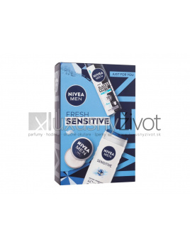 Nivea Men Fresh Sensitive, krém na tvár, telo a ruky Men Creme 30 ml + antiperspirant Men Invisible Black & White Fresh 150 ml + sprchovací gél Men Sensitive 250 ml