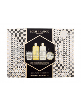 Baylis & Harding Sweet Mandarin & Grapefruit Signature Collection Candlelit Bathing Set, sprchovací gél 300 ml + pena do kúpeľa 300 ml + vonná sviečka 60 g + krém na ruky a nechty 50 ml