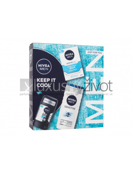 Nivea Men Keep It Cool, antiperspirant Invisible Black & White Fresh 50 ml + balzam po holení Men Sensitive Cool 100 ml + sprchovací gél Men Sensitive 250 ml