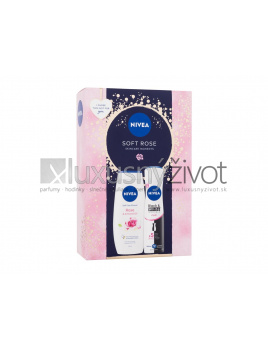 Nivea Soft Rose, antiperspirant Invisible Black & White Clear 150 ml + sprchovací gél Rose & Almond Oil 250 ml