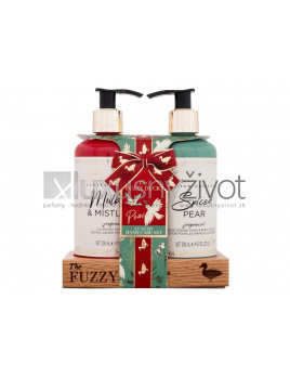 Baylis & Harding The Fuzzy Duck Peace Luxury Hand Care Set, tekuté mydlo Mulberry & Mistletoe 300 ml + telové mlieko Spiced Pear 300 ml