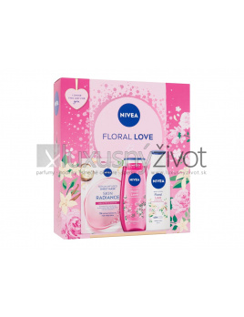 Nivea Floral Love, sprchovací gél Floral Love 250 ml + telové mlieko Floral Love 250 ml + pleťová maska Skin Radiance 1 ks