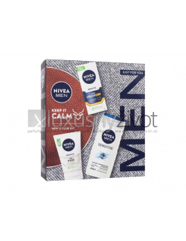 Nivea Men Sensitive Keep It Calm, denný pleťový krém Men Sensitive Face Cream SPF15 75 ml + čistiaci gél Men Sensitive Face Wash 100 ml + sprchovací gél Men Sensitive Soothing Bamboo Extract Shower Gel 250 ml