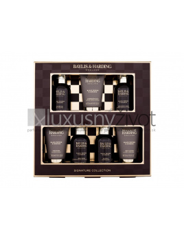 Baylis & Harding For Him Black Pepper & Ginseng Signature Collection, sprchovací gél 2 x 100 ml + šampón 100 ml + sprchovací gél na telo a vlasy 100 ml + balzam po holení 50 ml + čistiaci gél na tvár 50 ml + telové mlieko 50 ml