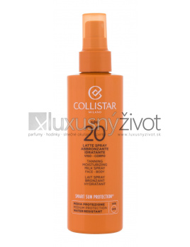 Collistar Smart Sun Protection Tanning Moisturizing Milk Spray, Opaľovací prípravok na telo 200, SPF20